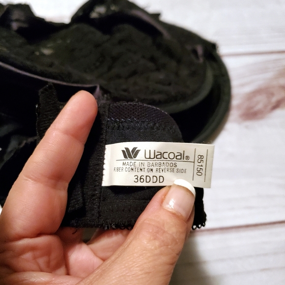 Wacoal Slimline TM Full support sati & lace minimizer BLACK Bra 85150 36DDD - Picture 3 of 6